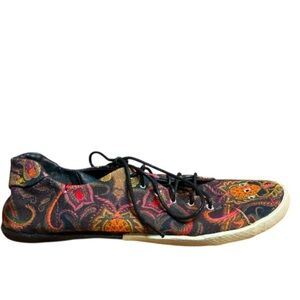 Osklen Paisley Floral Funky‎ Print Lace Up Canvas Sneakers Black Orange Gold 38